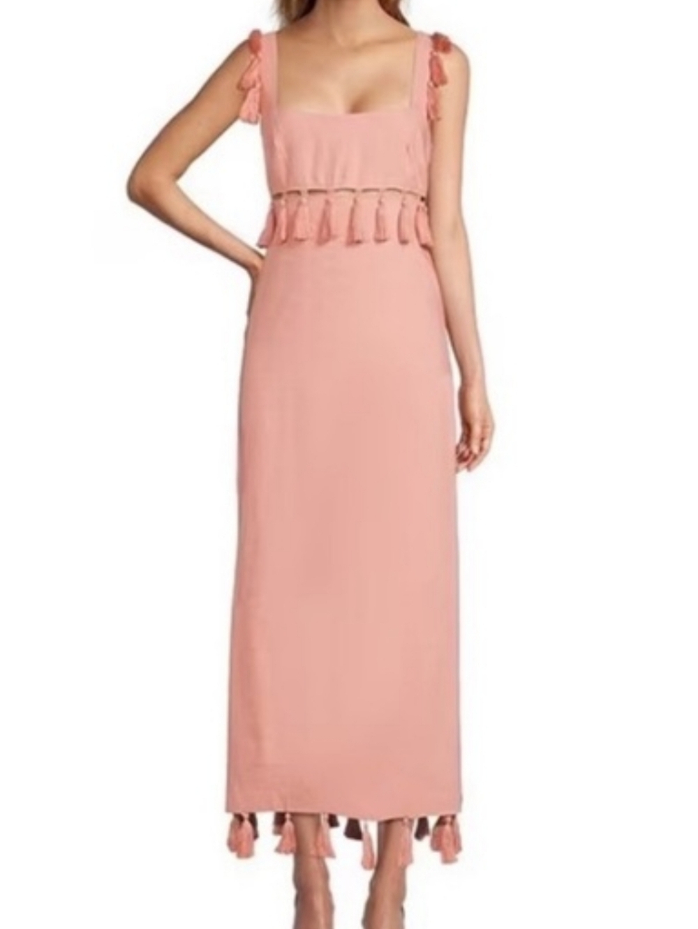 ANTONIO MELANI Blush Tassel-Trim Maxi Dress